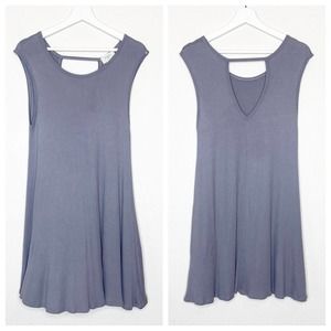 Everly Open Back Micro Ribbed Gray Dress M